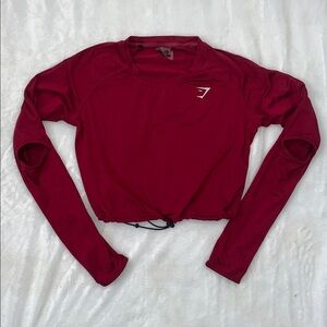 Gymshark crop top Thumb holes Cold elbow Ruby red M
